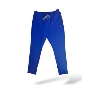 FIGS Women’s Tech Scrub Pants L/Tall Royal Blue Straight Leg Drawstring Stretchy